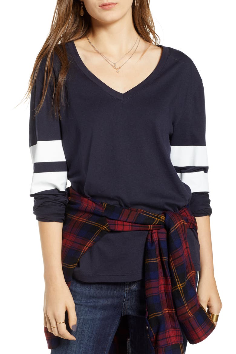 Varsity Stripe Tee, Main, color, NAVY NIGHT COMBO