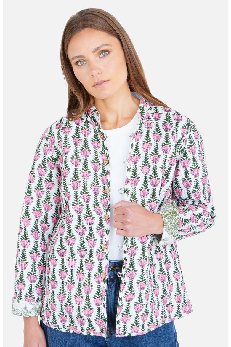 Collar Reversible Cotton Quilted Jacket, Alternate, color, Green