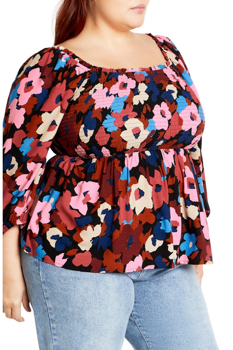 Poppy Balloon Sleeve Peplum Top, Alternate, color, SUGAR COATED