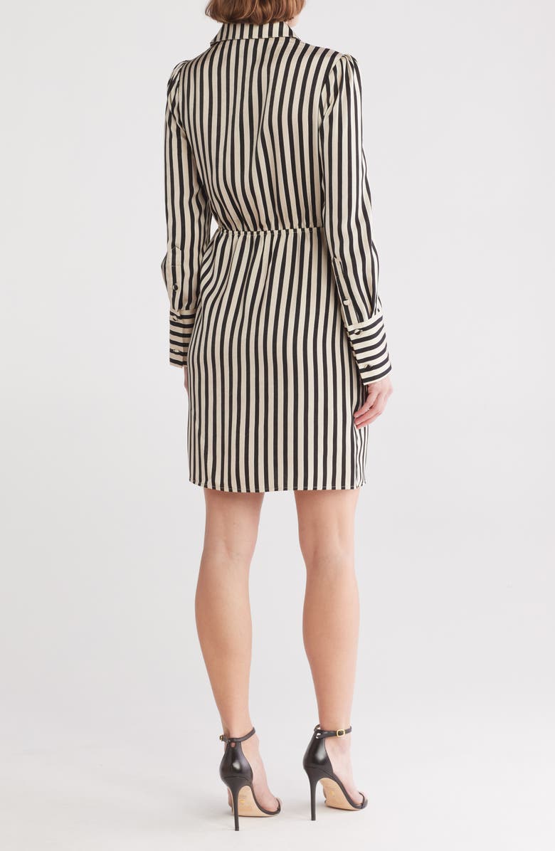 Sam Edelman Cabana Stripe Long Sleeve Shirt Dress, Alternate, color, Black/ Ivory