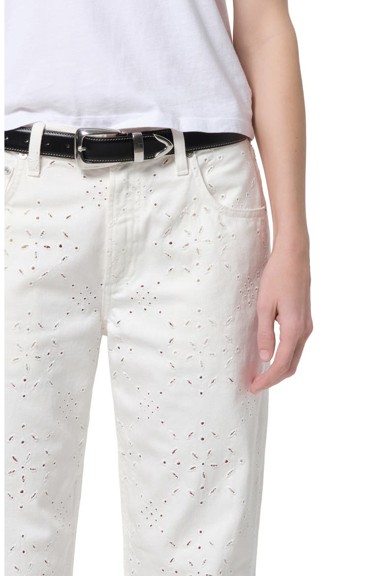 Lindz Eyelet Low Rise Easy Straight Leg Jeans, Alternate, color, BLANC SOFT WHITE