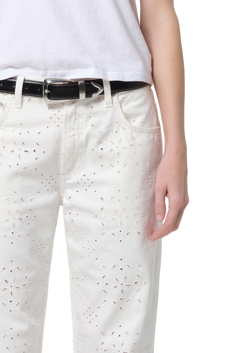 Citizens of Humanity Lindz Eyelet Low Rise Easy Straight Leg Jeans, Alternate, color, Blanc Soft White