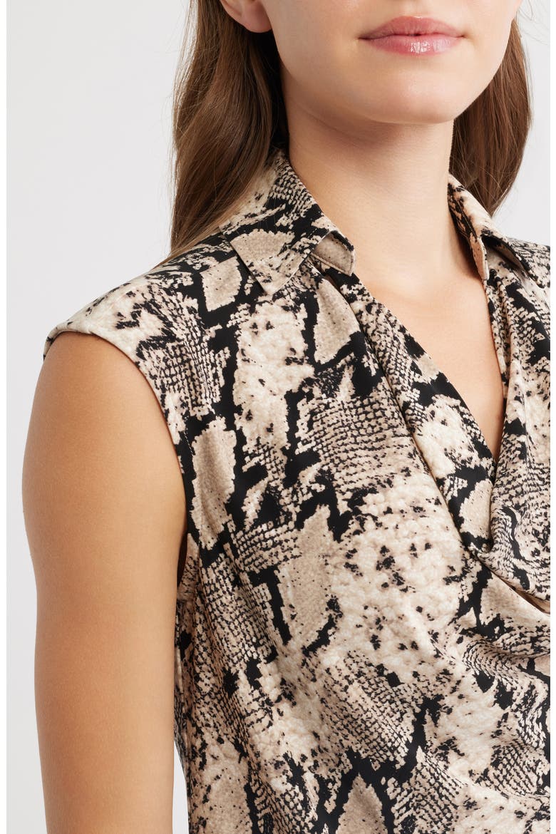 Cap Sleeve Shirt, Alternate, color, BLACK/ LATTE MULTI