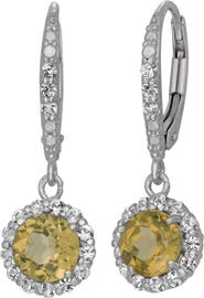 FZN Sterling Silver Created Sapphire Drop Earrings