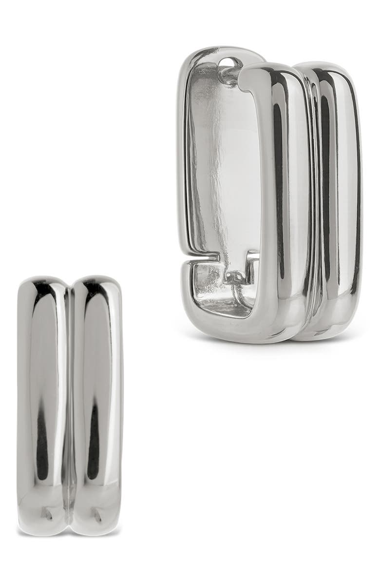 Sterling Forever Arianna Ribbed Square Hoop Earrings, Main, color, Silver