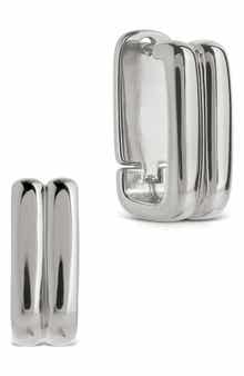 Sterling Forever Arianna Ribbed Square Hoop Earrings