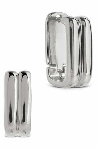 Arianna Ribbed Square Hoop Earrings