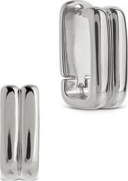 Sterling Forever Arianna Ribbed Square Hoop Earrings