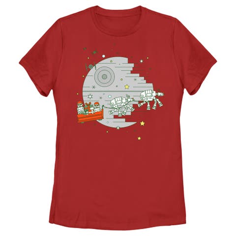 Women's Star Wars Christmas Death Star Scene  Graphic T-Shirt