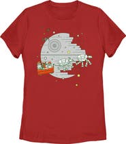 Star Wars Women's Star Wars Christmas Death Star Scene  Graphic T-Shirt