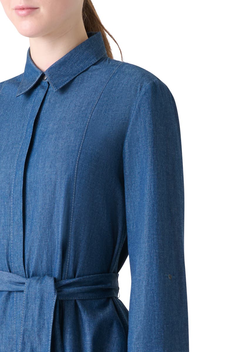 Akris punto Belted Denim Shirtdress, Alternate, color, Medium Blue Denim