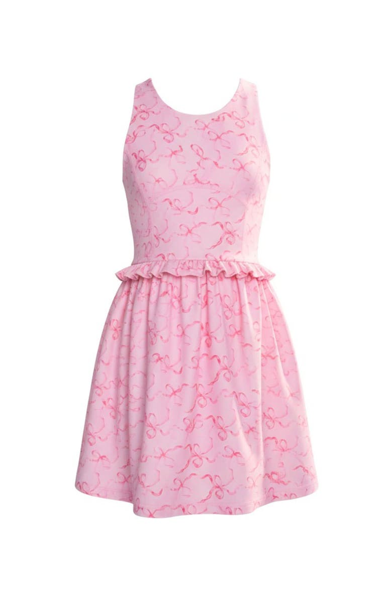 Sweet  Bow Print Halter Activewear Dress, Main, color, Pink