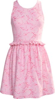 Mia Belle Girls Sweet Bow Print Halter Activewear Dress