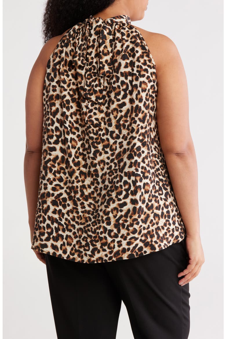 Leopard Tie Neck Top, Alternate, color, CHOCOLATE