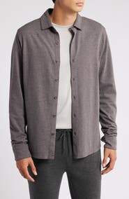 Robert Barakett Shearwood Herringbone Knit Button-Up Shirt