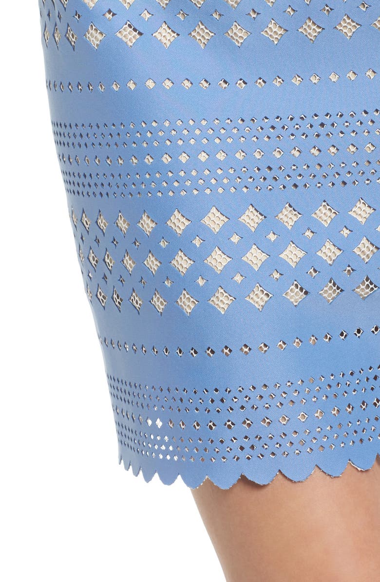 Eliza J Laser Cut Sheath Dress, Alternate, color, 