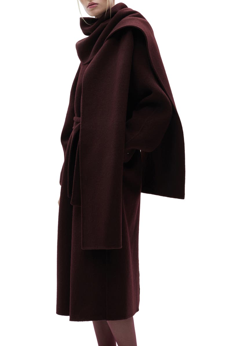MANGO Wool Coat with Removable Scarf, Alternate, color,