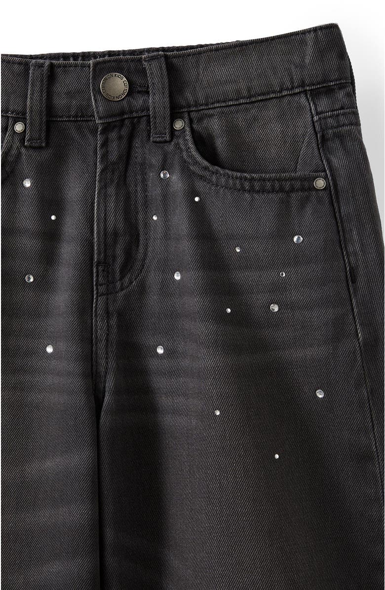 Cotton On Kids Kid's Embellished Super Wide Denim Jean, Alternate, color, Balmoral Black Diamontes