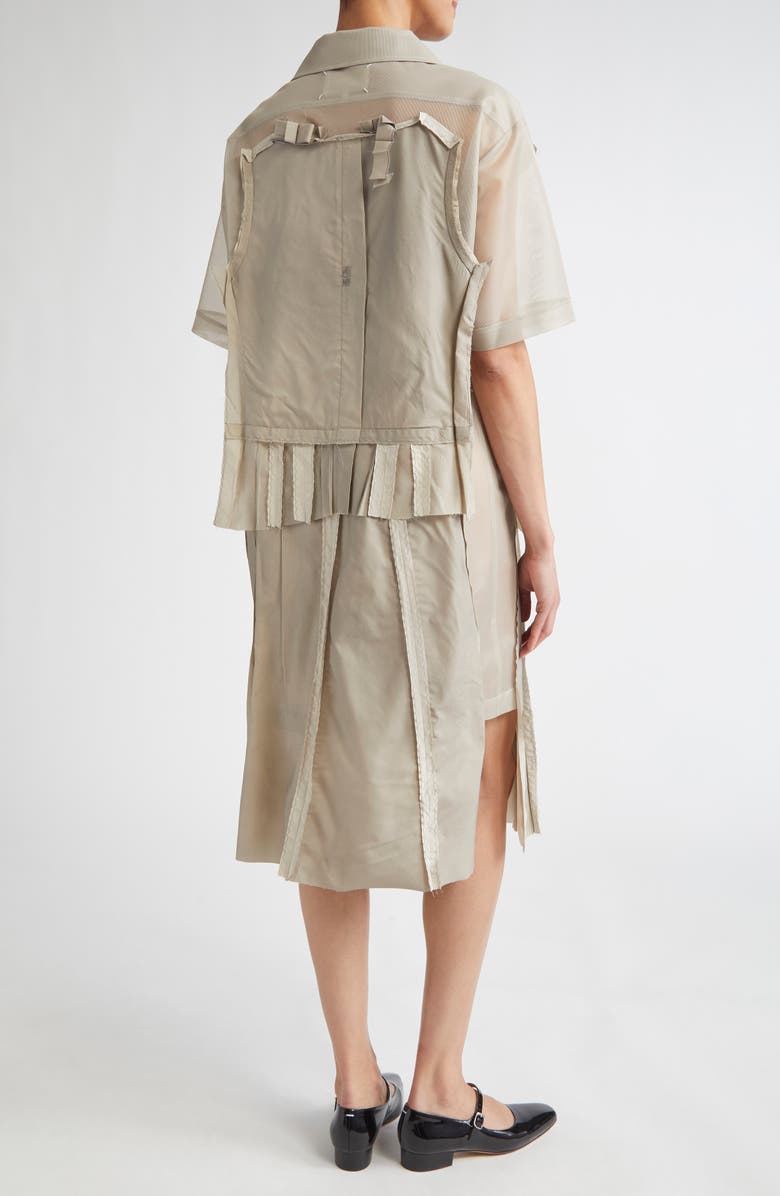 Maison Margiela Décortiqué Pleated Shirtdress, Alternate, color, Stone And Powder