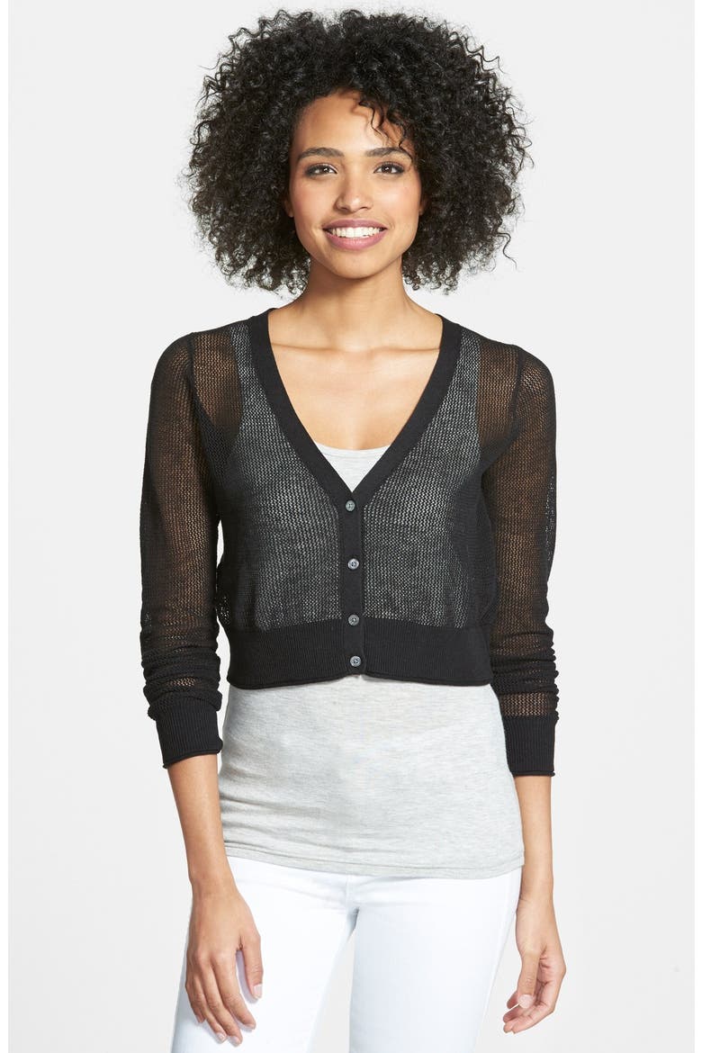 'Anacapa' Crop V-Neck Cardigan, Main, color, BLACK