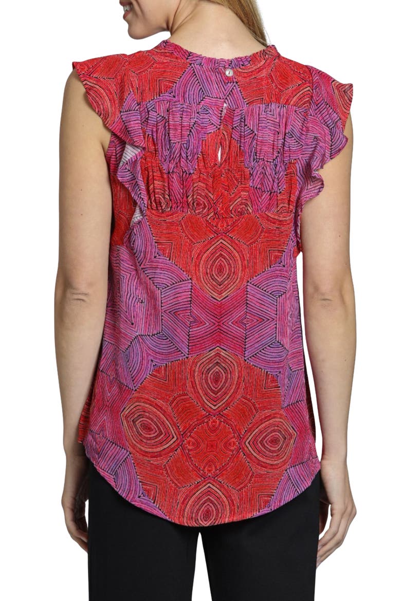 Floral Print Flutter Sleeve Top, Alternate, color, RED/ PURPLE MULTI