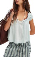 Free People Dahlia Tie Front Linen & Cotton T-Shirt