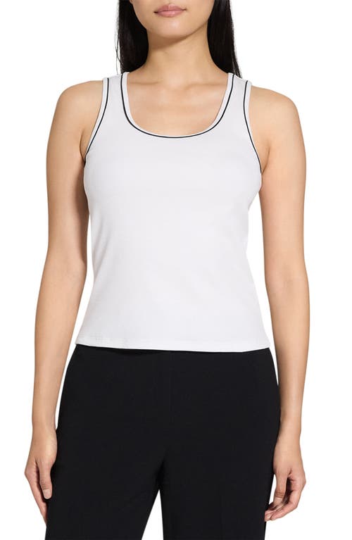 Theory Ribbed Scoop-neck Tank Top In Ivory