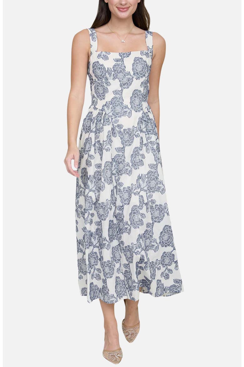 Floral Print Sundress, Main, color, NAVY