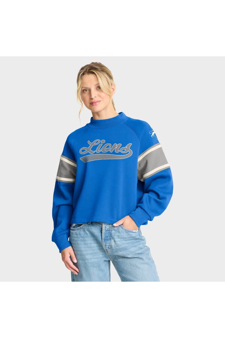 Women's Fanatics Blue Detroit Lions Oversized Hometown Toss Sweep Mock Neck Pullover, Main, color, Blue