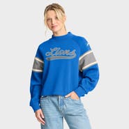 FANATICS Women's Fanatics Blue Detroit Lions Oversized Hometown Toss Sweep Mock Neck Pullover