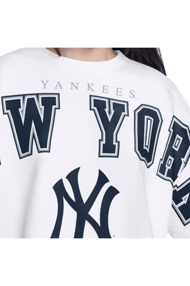 Women's G-III 4Her by Carl Banks White New York Yankees Bleachers Cropped Pullover Sweatshirt, Alternate, color, White