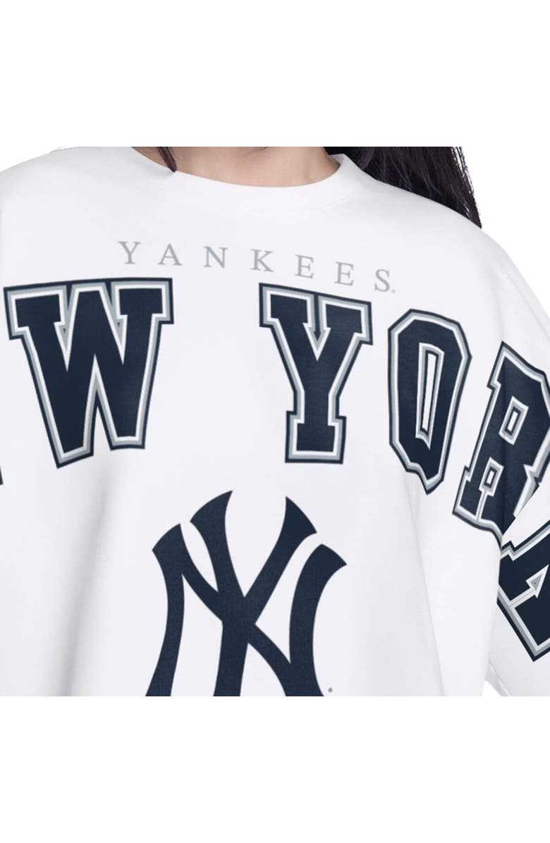 G-III 4HER BY CARL BANKS Women's G-III 4Her by Carl Banks White New York Yankees Bleachers Cropped Pullover Sweatshirt, Alternate, color, White