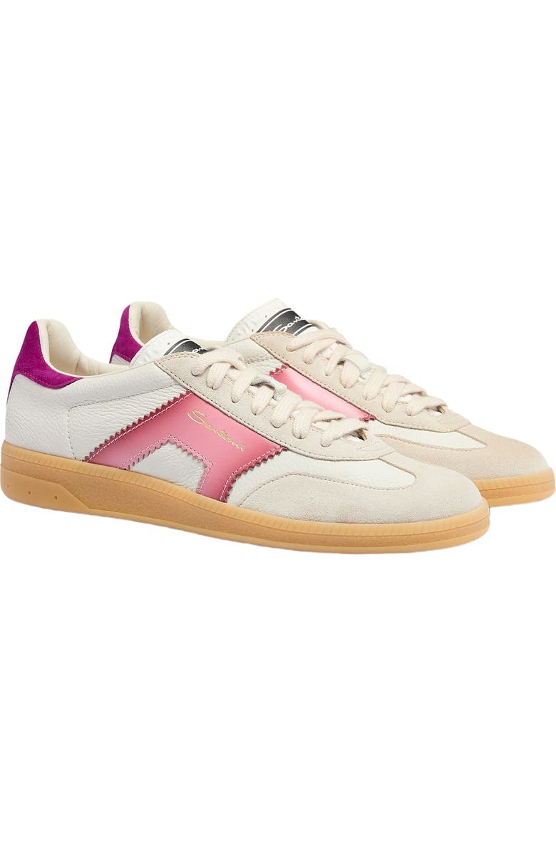 Santoni Women's leather and suede DBS Oly sneaker, Alternate, color, Purple