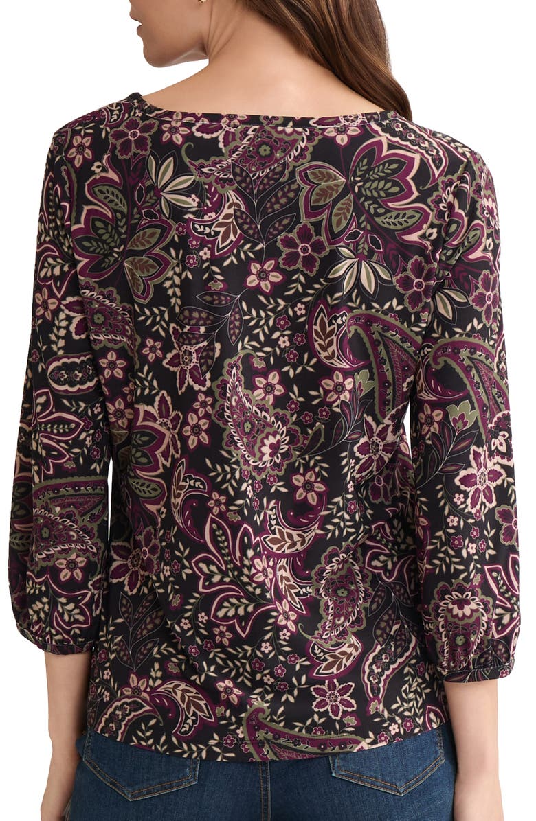 Jones New York Paisley Print Three Quarter Sleeve Top, Alternate, color, Jones Black Multi