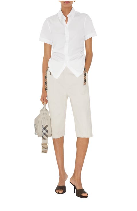 Check Trim Cotton Shirt