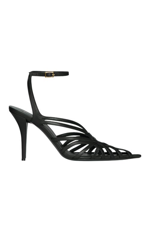 Balmain Smooth Leather Cage Sandals In Black