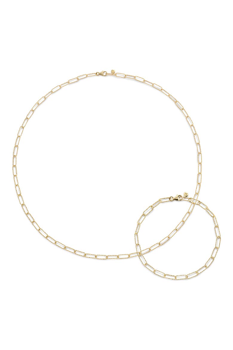 Alta Textured Chain Necklace & Bracelet Set, Main, color, 14K SOLID GOLD
