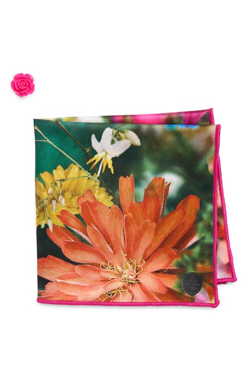 Clifton Wilson Fuchsia Multifloral Silk Pocket Square