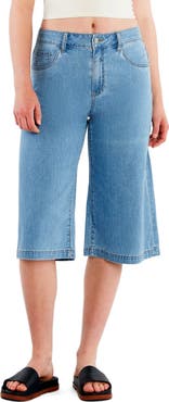 HINT OF BLU Mid Rise Relaxed Long Denim Shorts