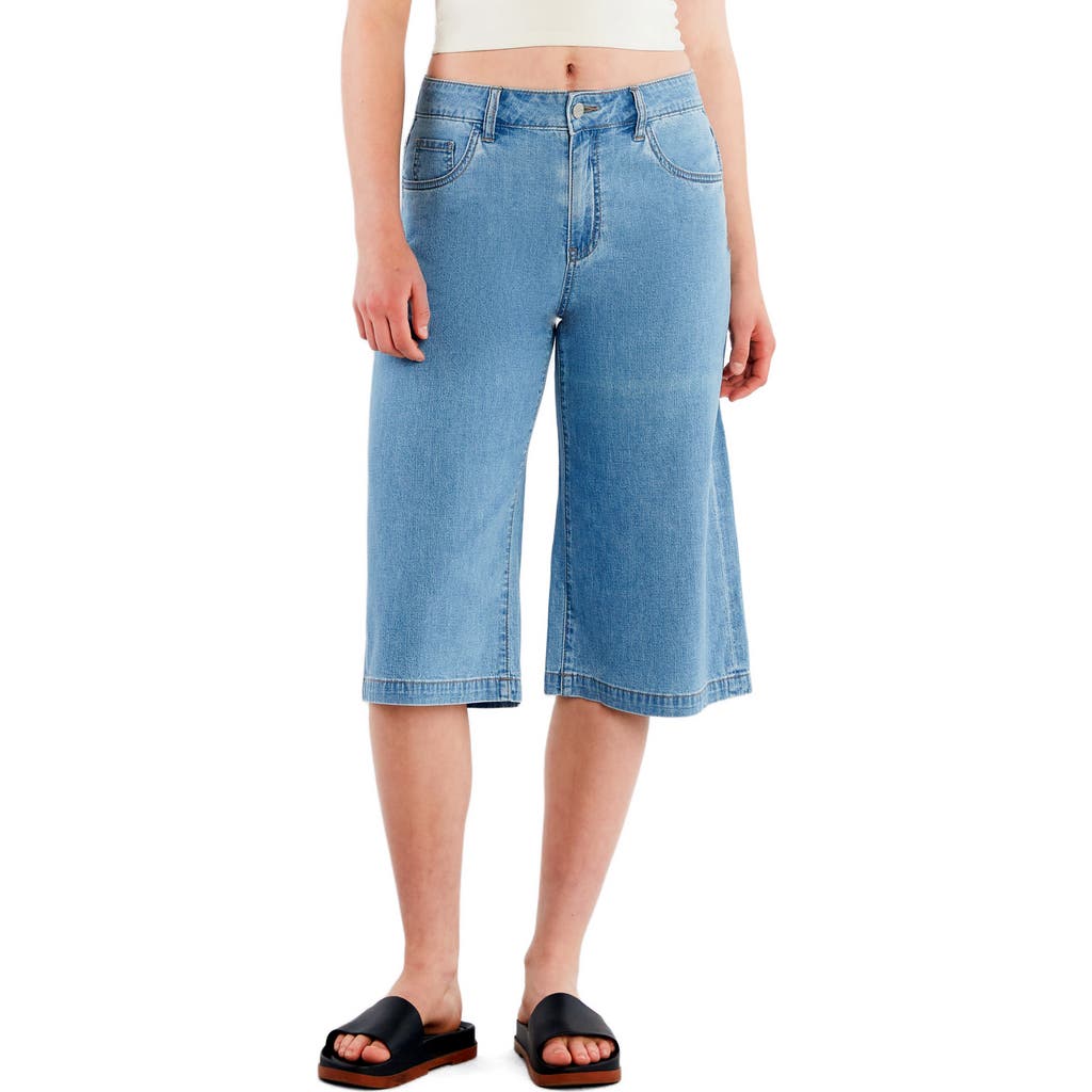 Hint Of Blu Mid Rise Relaxed Long Denim Shorts