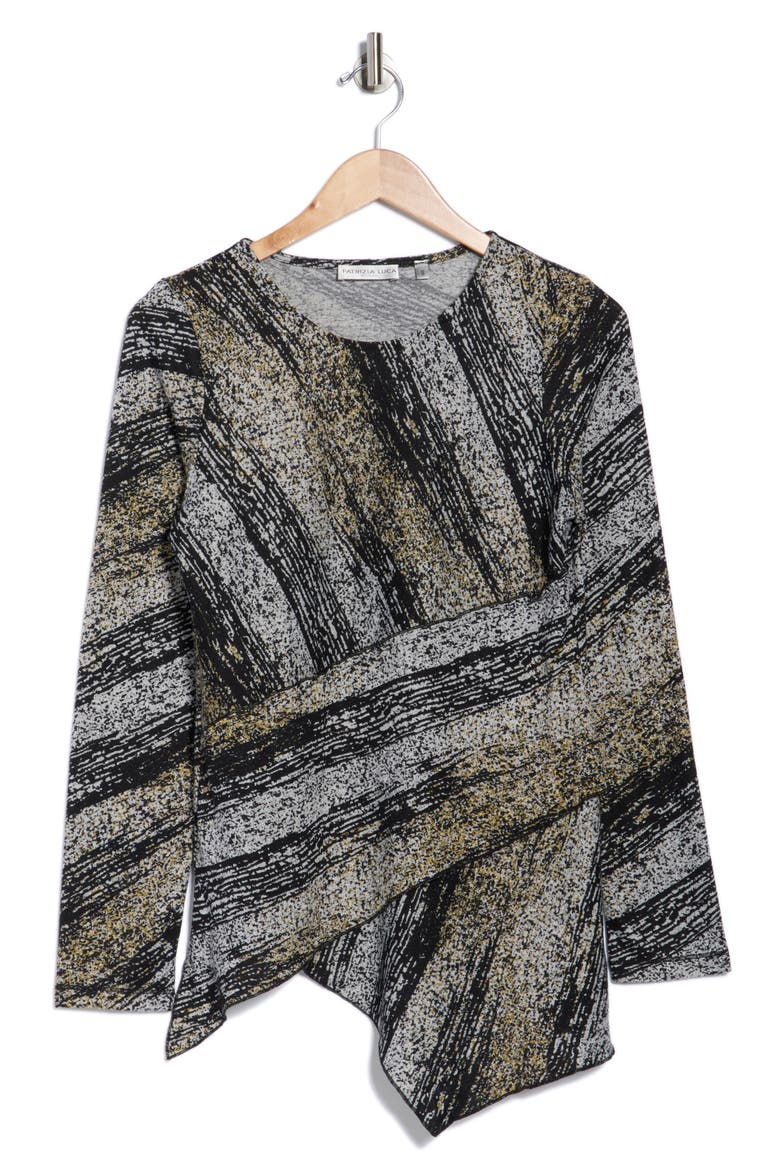 Asymmetric Stripe Tunic, Alternate, color, BLACK/ MUSTARD