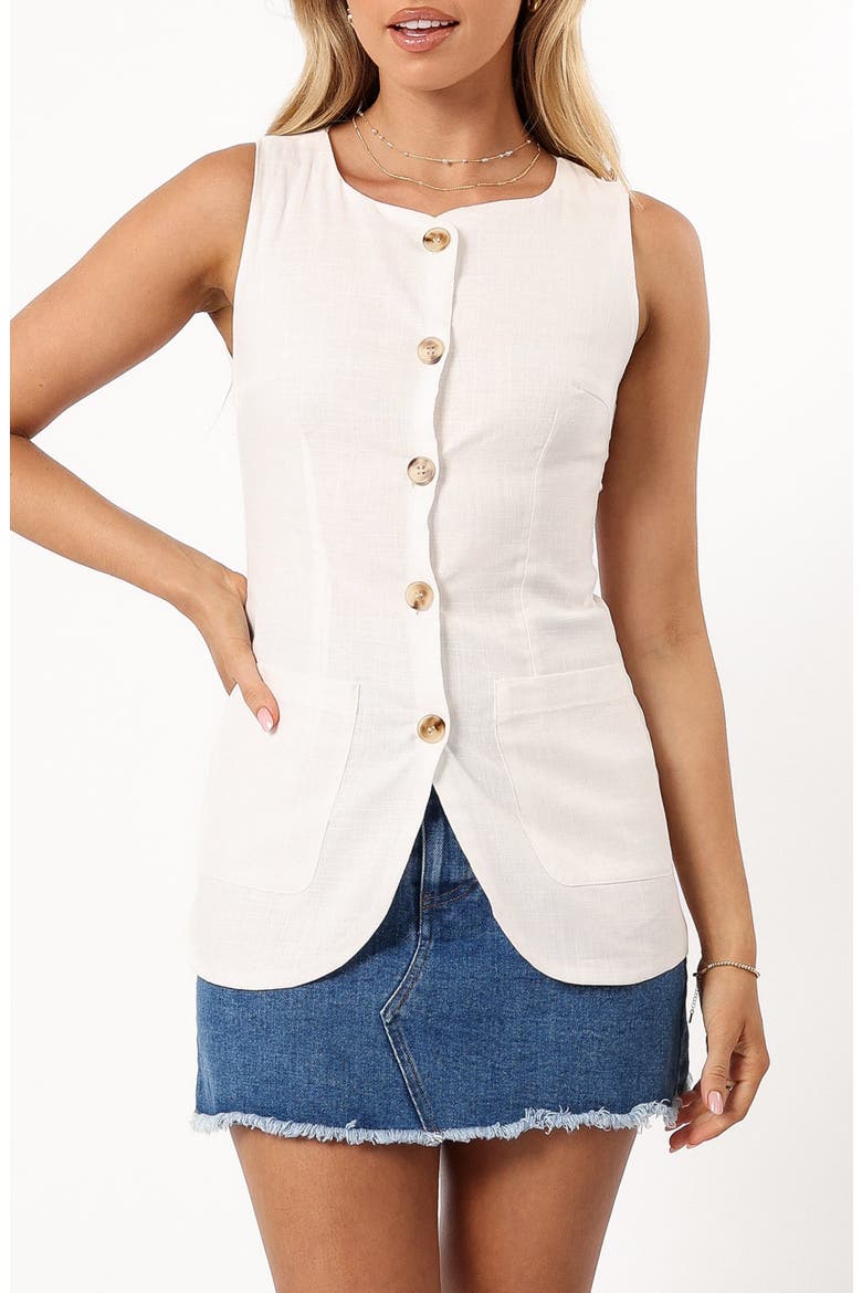 June Cotton Vest, Main, color, WHITE