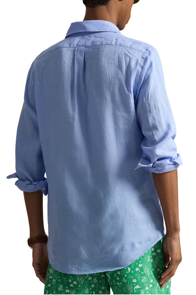 Classic Fit Linen Button-Down Shirt, Alternate, color, AUSTIN BLUE