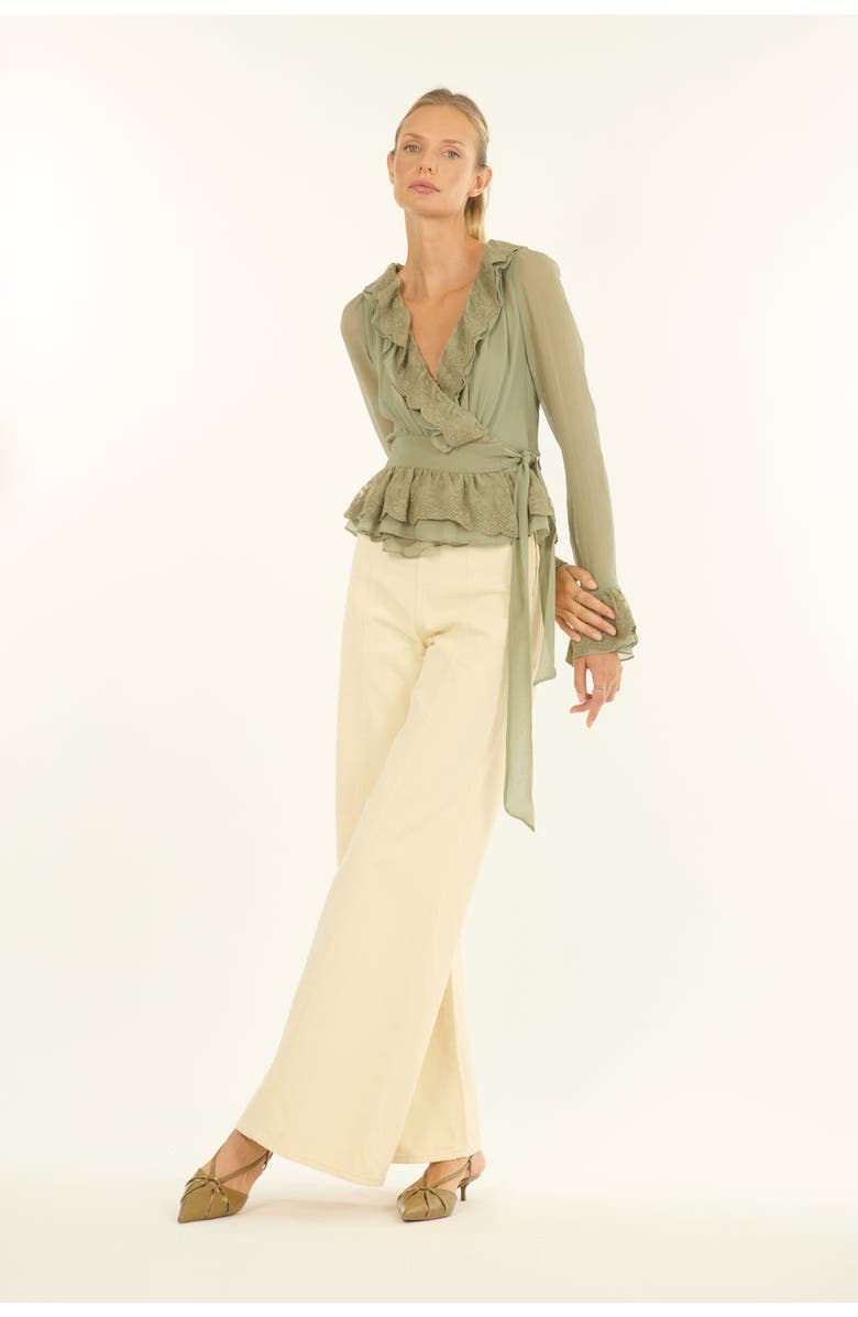 SECRET MISSION Poet Blouse, Alternate, color, Laurel Green