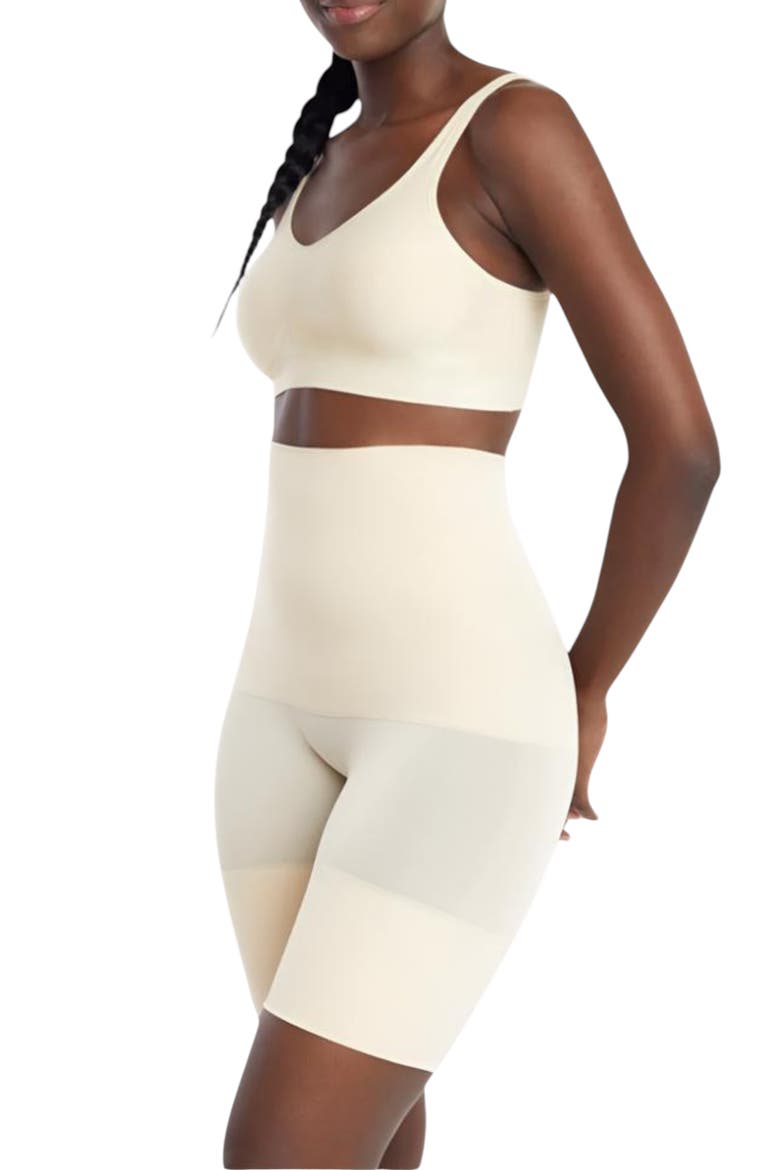 High Waist Shaping Shorts, Alternate, color, Nude