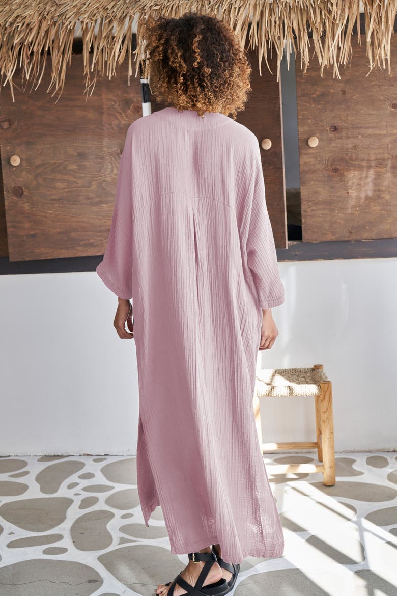 Gauze Arc Seam Caftan, Alternate, color, Shell Pink