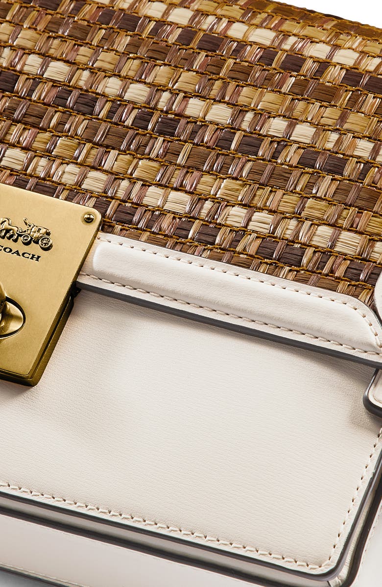 COACH Hutton Straw & Leather Shoulder Bag, Alternate, color,
