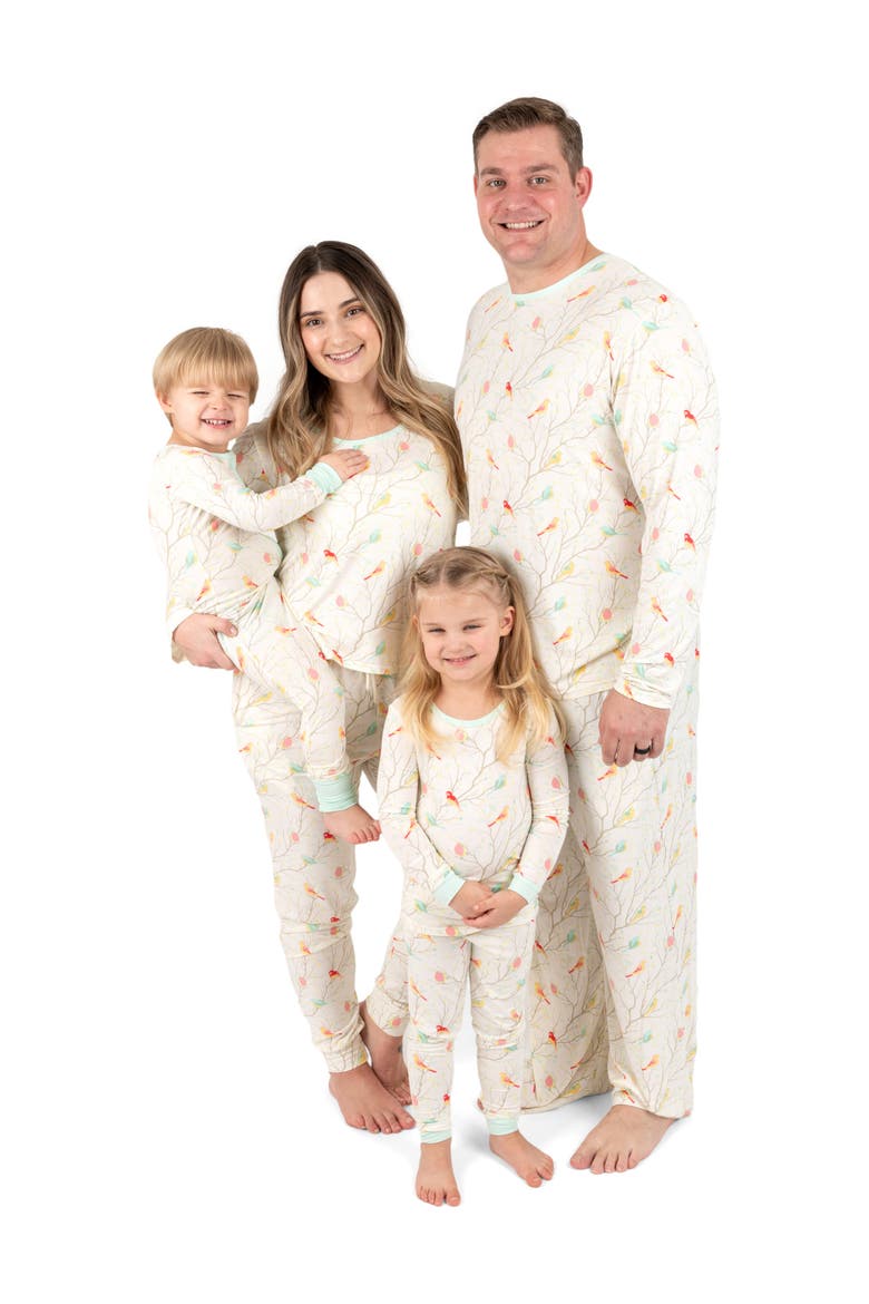 2-pc. Soft Stretch Viscose Cool Touch Matching Family Holiday Pajamas, Alternate, color, Birds Off-White