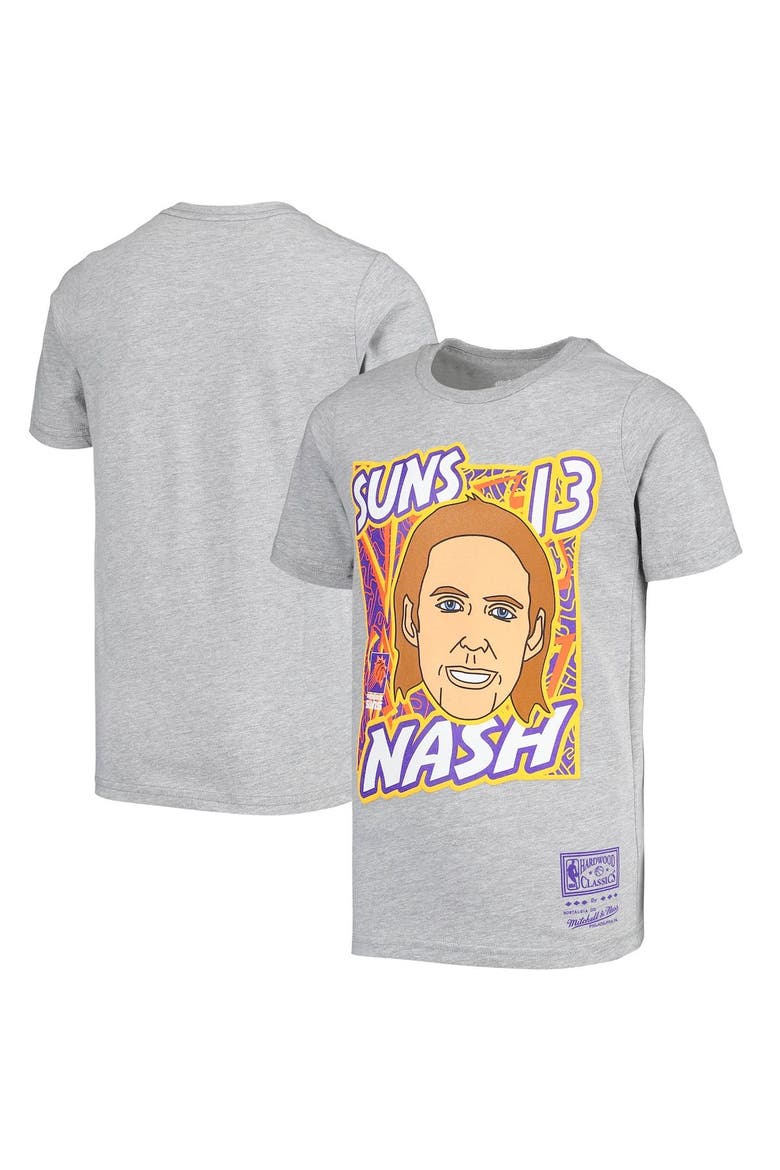 Youth Mitchell & Ness Steve Nash Gray Phoenix Suns Hardwood Classics King of the Court Player T-Shirt, Main, color, Gray