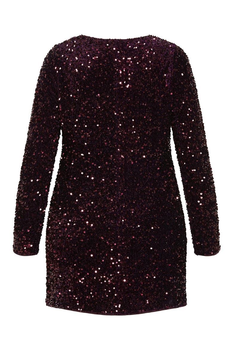 Winter Sequin Long Sleeve Dress, Alternate, color, PURPLE